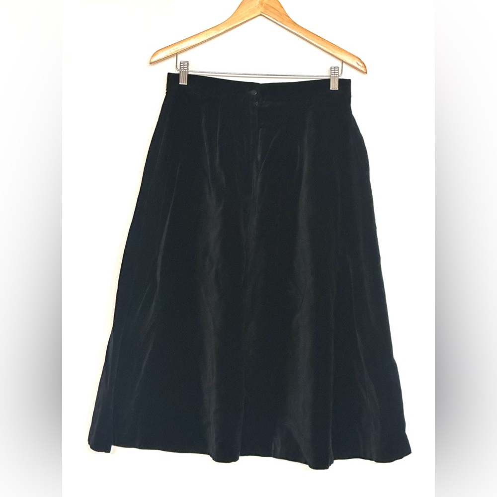 Vintage Black Velvet‎ Midi Skirt - Picture 3 of 6
